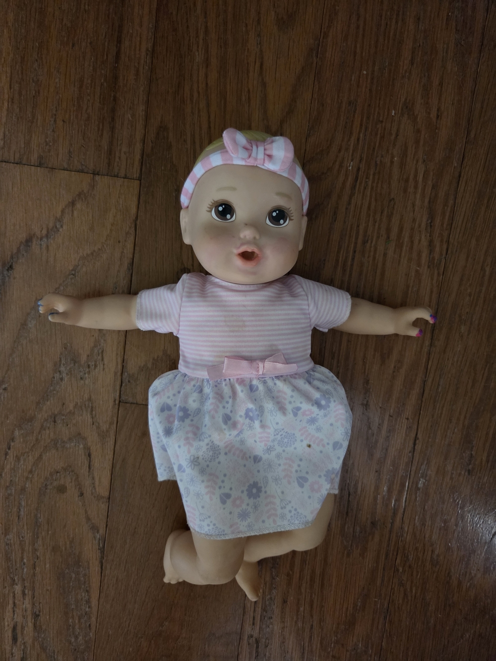Baby Doll in Pink Dress and Headband - Kids Toys